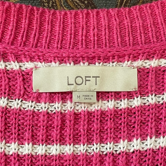 Loft Fuchsia Cotton Cardigan Size Medium - Picture 3 of 7